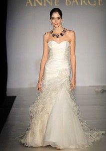 Authentic Anne Barge Blake Light Ivory Silk Organza Couture Bridal 