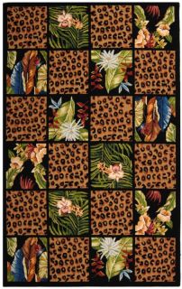 Contemporary Animal Prints New Area Rug Wool Carpet Leopard Black 4 