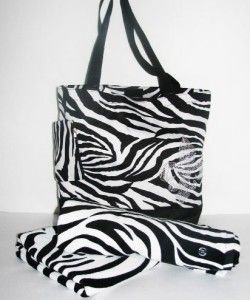 Embellished Zebra Print Beach Bag with Zebra Beach Towel Only A Few 