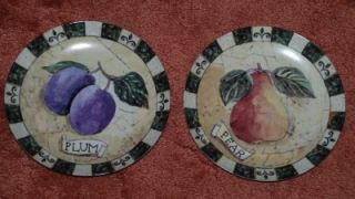   /Baum Bros. Decorative FRUIT PLATES   Cape Anne Collection Plum/Pear