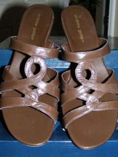 New Andrew Geller Isis Brown Leather Slides Sandals 11