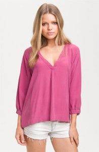 NWT$218 Joie Anka Savory V Neck Silk Tunic Top Blouse Bright Color 