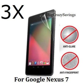 Lot Of 3 Anti Fingerprint / Glare Screen Protector For Google Nexus 7 