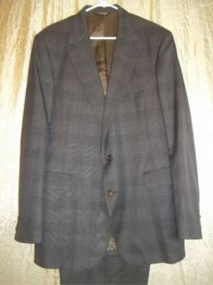 Dark Brown Gray Blend Lyle Stevens Jacket Coat Pant Suit Sz 44L 34 x 