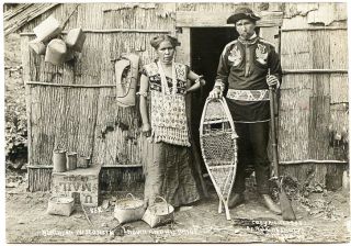   Wisconsin WI Indian & His Bride 1908 RPPC by Kingsbury Minocqua Antigo