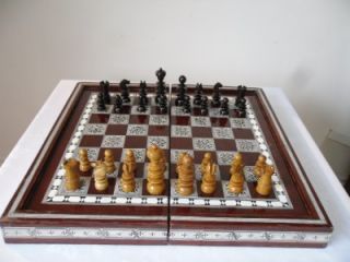 Antique Beautiful English Rosewood  St George Chess Set King 3 1 4 