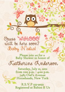 Owl Baby Shower Anniversary Birthday Invitations