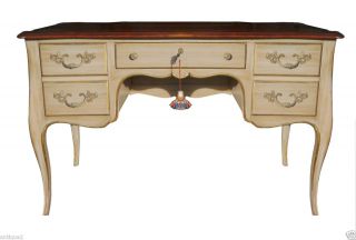    FRENCH PAINTED LOUIS XV STYLE WRITING DESK FILE DRAWER FRUITWOOD TOP