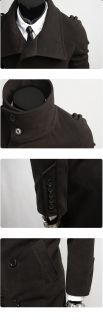 Mens Slim Wool Double Long Coat Outwear Black M L XL 2XL GT0074