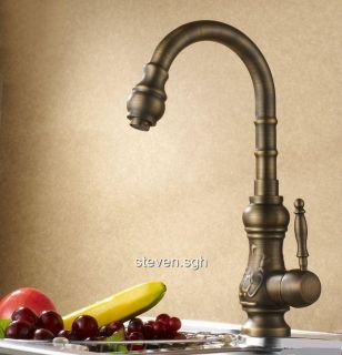   Single Handle Sculpture Antique Brass Kitchen Faucet DL 2015