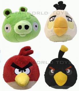 Angry Birds Collectible Plush 4 Pack Red White Black and Green Pig New 