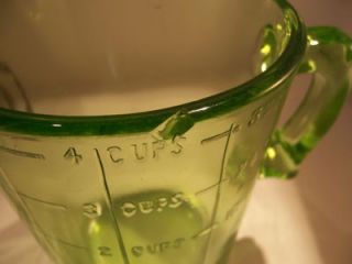 Vaseline Glass Measuring Cup Mixer Depression Vintage