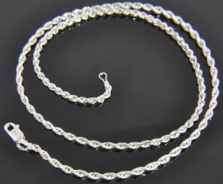 Michael Anthony 14K White Gold 2mm Spiral Rope Chain Necklace 15
