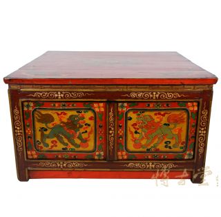 Tibetan Antique Painted Square Coffee Table 25Z22