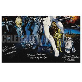 Star Wars Cast Signed A New Hope 27x40 Poster B Harrison Ford Hamill 
