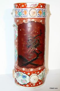Antique Chinese Japanese Porcelain Umbrella Stand Vase