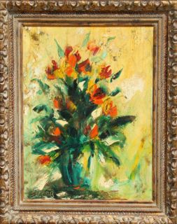 Antonia Mastrocristino Sirena Flowers Oil Painting C1960