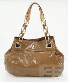 Anya Hindmarch Brown Patent Tan Leather Shoulder Bag
