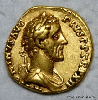 Ancient Roman Gold Coin Antoninus Pius Augustus 138 161 A D Extra Fine 