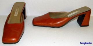 Ann Marino womens mules heels shoes 7.5 M brown patent leather