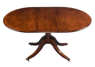 English Antique Oval Pedestal Expanding Dining Breakfast Table w Leaf 
