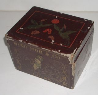Antique Hand Painted Wing Mou Co Chinese Tea Box China