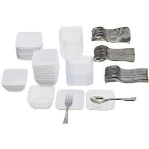 96 Piece Appetizer Set Plates Bowls Forks Spoons Home Entertaining 