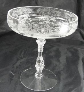 Vintage Depression Glass Chantilly Round Compote Footed Bowl 