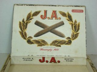 Vintage Wooden Cigar Box J.A Alles & Fisher, Boston, 25 Size