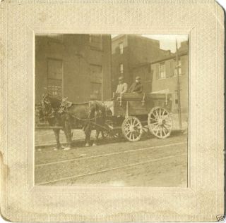 Two Men in Horse Drawn Carriage Antique Photo