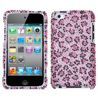   Black Leopard Diamante Snap on Hard Case for Apple iPod Touch 4