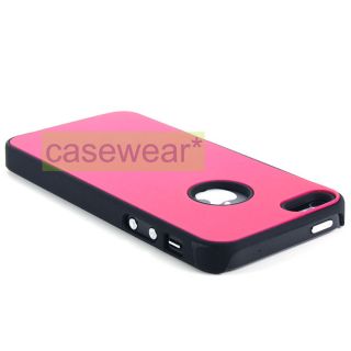 Pink Black Rubberized Slim Hard Cover Phone Case for Apple iPhone 5 