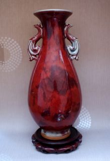 Large Antique Chinese Flambe Sang de Boeuf Glazed Vase