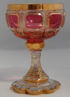antique very rare moser bohemian cranberry cut glass wine glasses set 