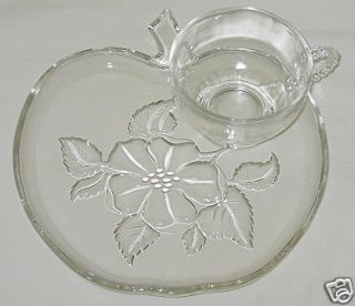 Hazel Atlas Apple Blossom Snack Plate & Cup Set c1960s