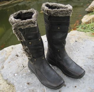   Faux Wool Fur Polar Boots Apres LAMO Sizes 6 10 Dark Brown