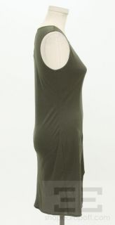 Anna Sui Seamed Olive Green Jersey Knit Sleeveless Dress Size 2