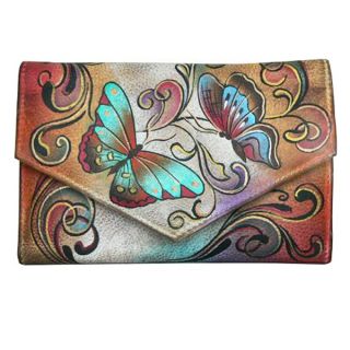 Anuschka Genuine Leather Hand Painted Henna Butterflies Checkbook 