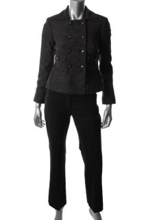 Anne Klein New Black Double Breasted Flat Front Pant Suit Petites 0P 
