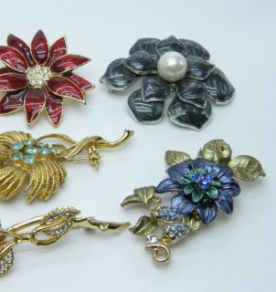 SUPERB LOT OF 9 MIXED VINTAGE & MORE MODERN BROOCHES ENAMEL/ PASTE 