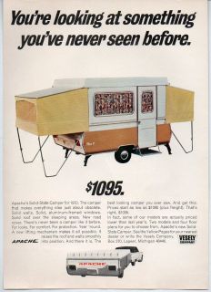   Vintage Ad Apache Solid State Tent Camping Trailers Lapeer,Michigan