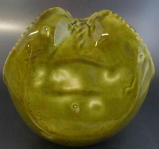Green Ceramic Teddy Bear Cookie Jar Vintage Incised Mark J3