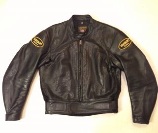 Vanson Cobra Sportrider Leather Motorcycle Jacket Mens Size 44 Black 