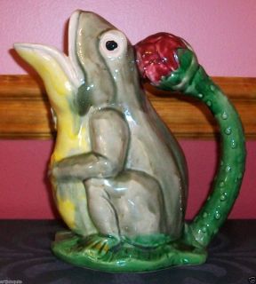 Vintage Italian Majolica Pottery Open Mouth Rospo Frog Lily Pad 