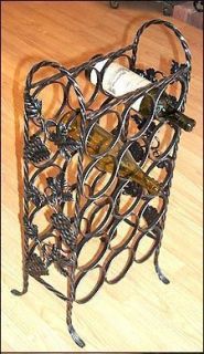 Wrought Iron Metal Wine Rack Holds 15 Bottles Hand Twisted Rich and 
