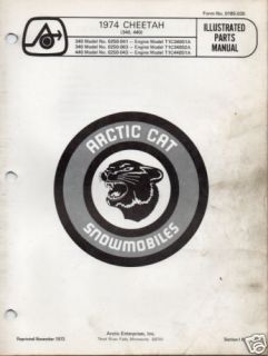 1974 Arctic Cat Snowmobile Cheetah Parts Manual