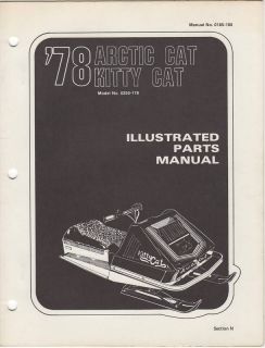 1978 Arctic Cat Snowmobile Kitty Cat Parts Manual