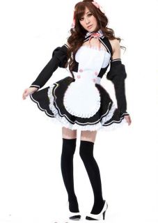 Japanese Cosplay Lolita Dress French Maid Costume Set Halloween V1100 