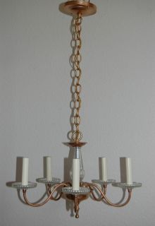 Antique Brass Chandelier w Petite Arms Glass Bobeches