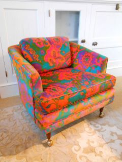   Funky Upholstered Chair 60s 70s Slipper Orange Purple Pink Aqua